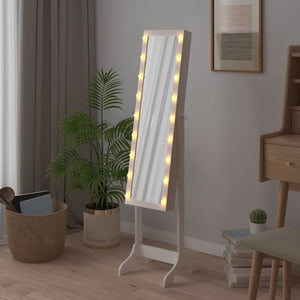 LED Standspiegel Weiß 34x37x146 cm