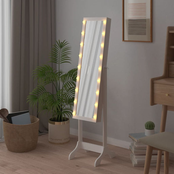 LED Standspiegel Weiß 34x37x146 cm