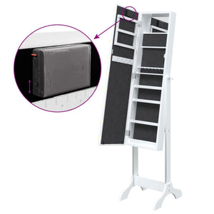 LED Standspiegel Weiß 34x37x146 cm