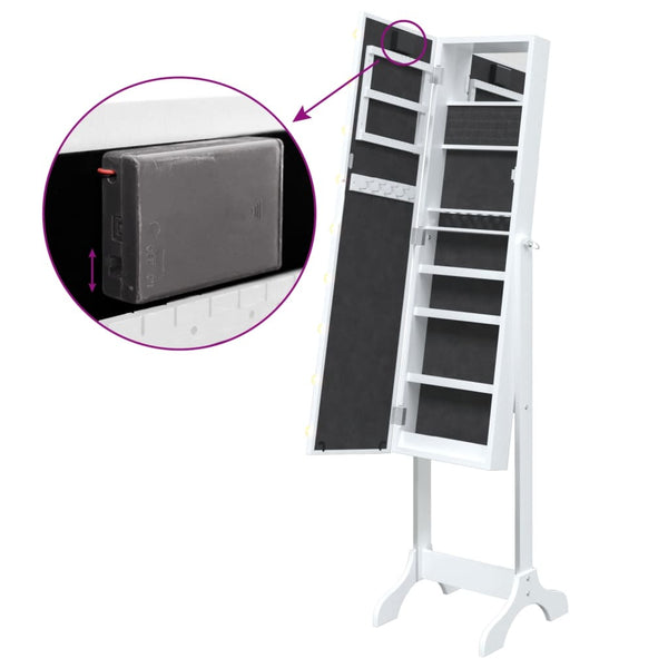 LED Standspiegel Weiß 34x37x146 cm