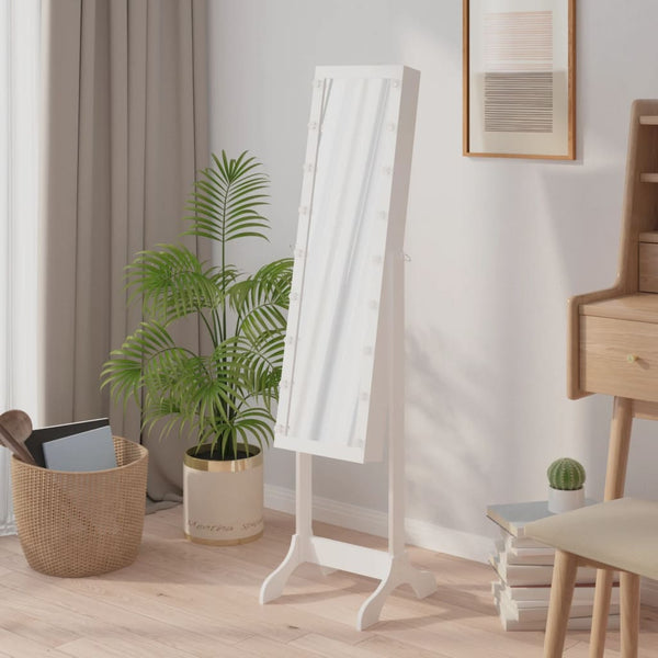 LED Standspiegel Weiß 34x37x146 cm