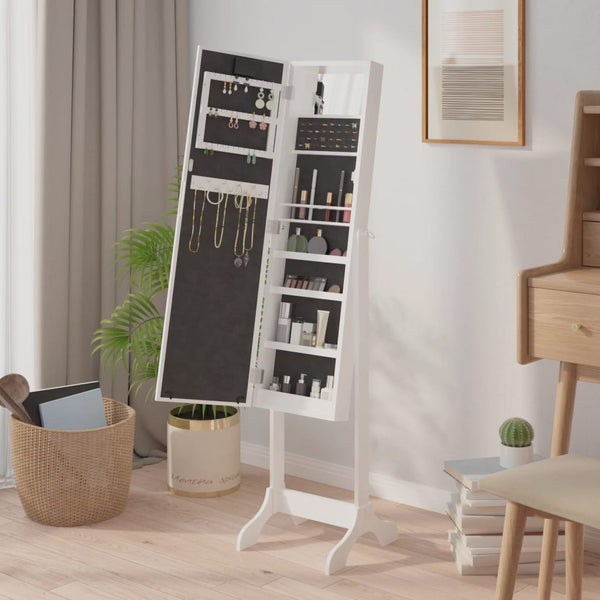 LED Standspiegel Weiß 34x37x146 cm