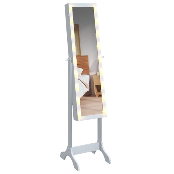 LED Standspiegel Weiß 34x37x146 cm