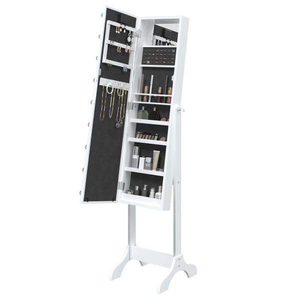 LED Standspiegel Weiß 34x37x146 cm