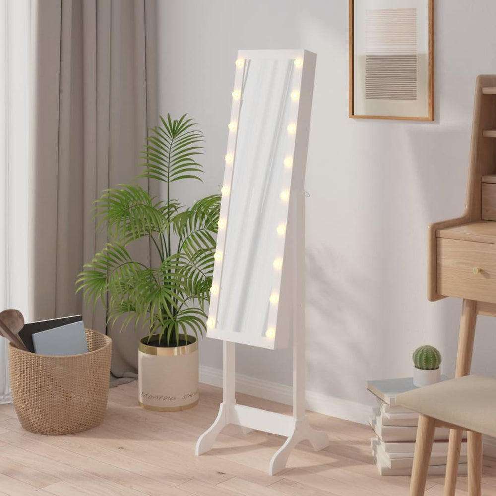 LED Standspiegel Weiß 34x37x146 cm