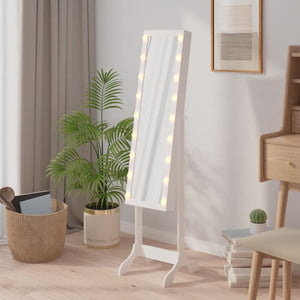 LED Standspiegel Weiß 34x37x146 cm