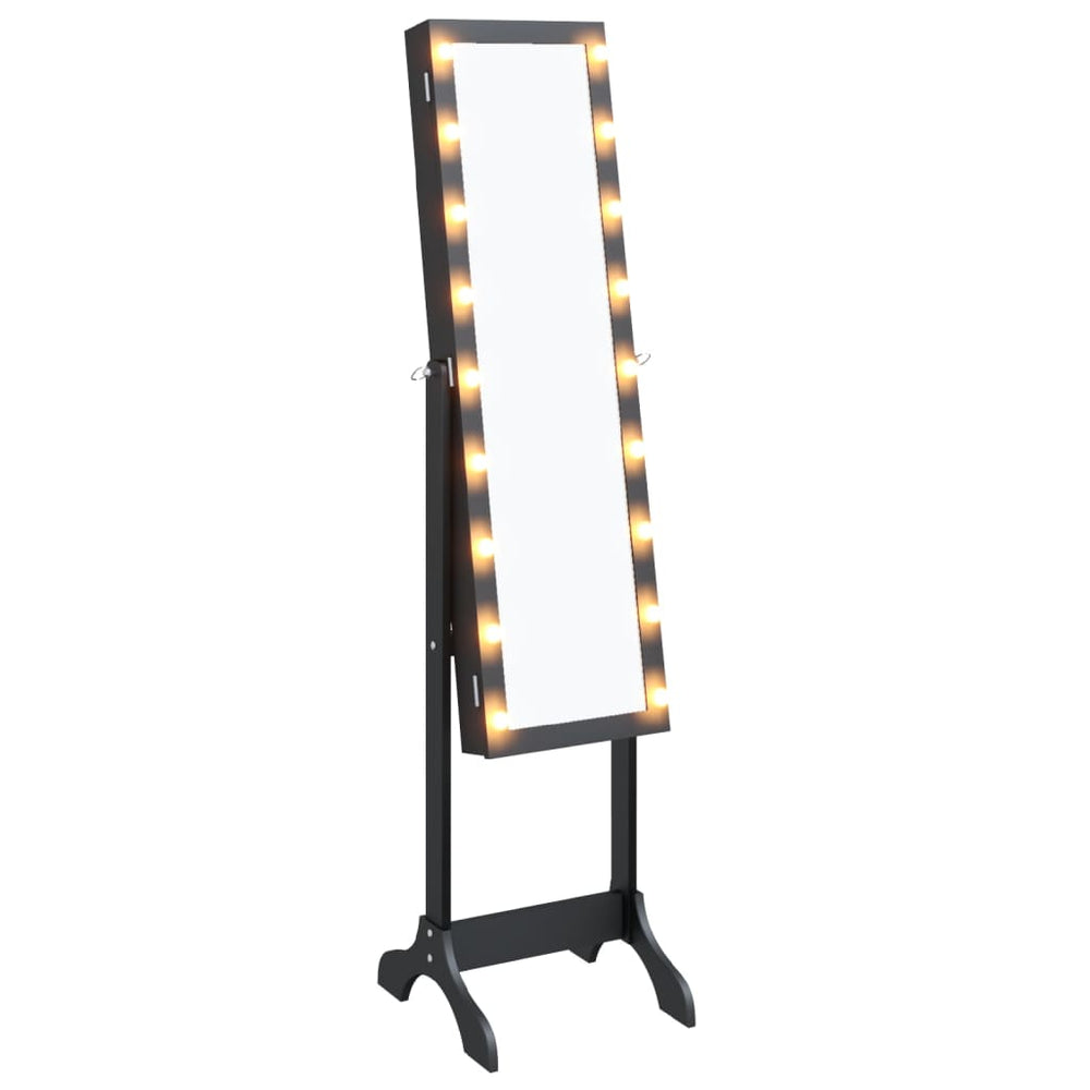 LED Standspiegel Schwarz 34x37x146 cm