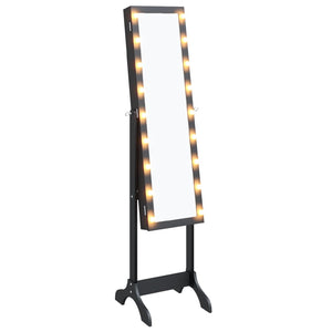 LED Standspiegel Schwarz 34x37x146 cm