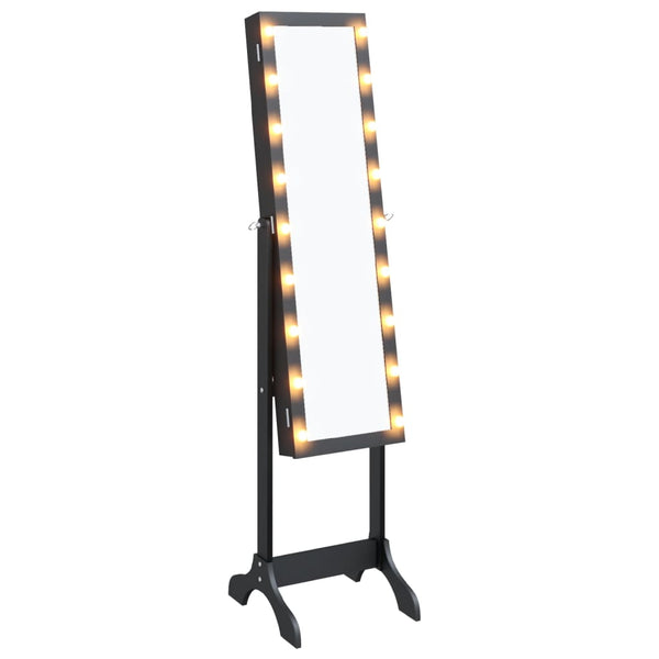 LED Standspiegel Schwarz 34x37x146 cm