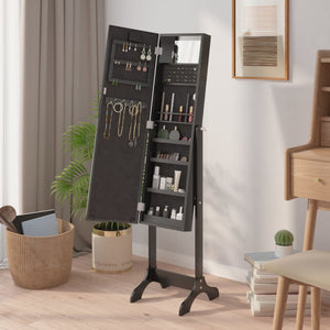 LED Standspiegel Schwarz 34x37x146 cm