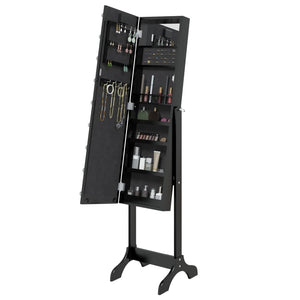 LED Standspiegel Schwarz 34x37x146 cm