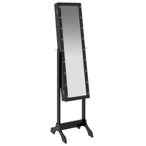 LED Standspiegel Schwarz 34x37x146 cm