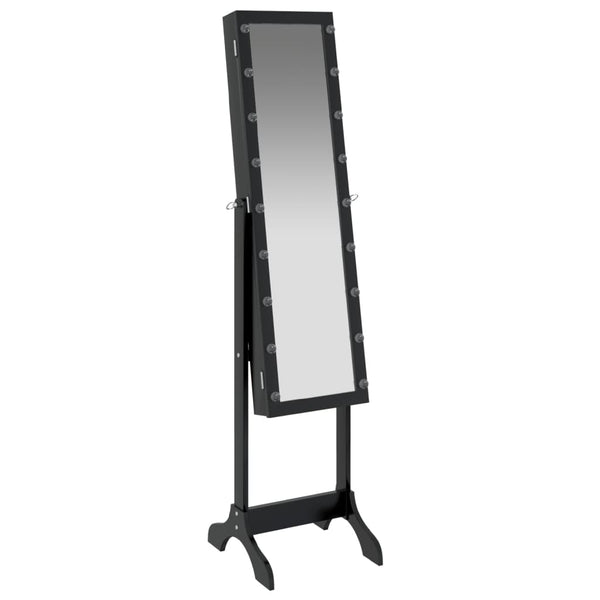 LED Standspiegel Schwarz 34x37x146 cm