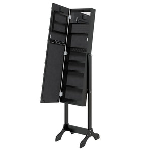 LED Standspiegel Schwarz 34x37x146 cm