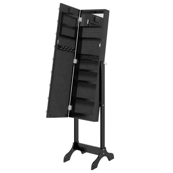 LED Standspiegel Schwarz 34x37x146 cm