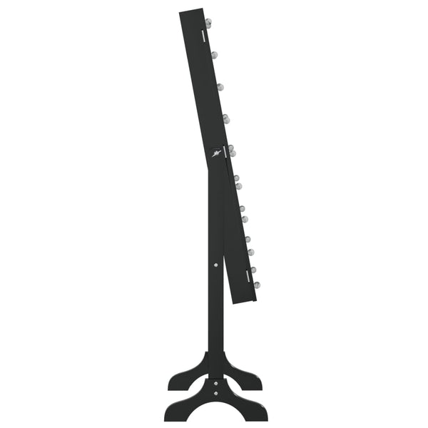 LED Standspiegel Schwarz 34x37x146 cm