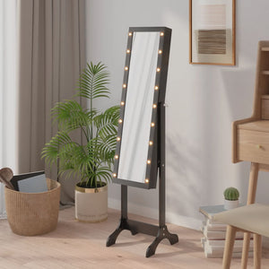 LED Standspiegel Schwarz 34x37x146 cm