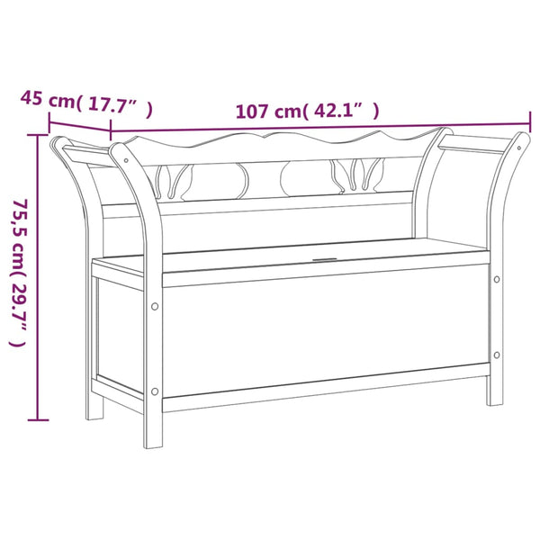 Graue Sitzbank aus Tannenholz 107 cm