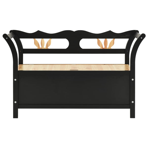 Schwarze Sitzbank mit Stauraum, 107 cm