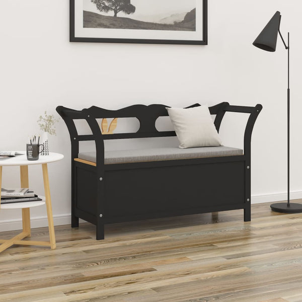 Schwarze Sitzbank mit Stauraum, 107 cm