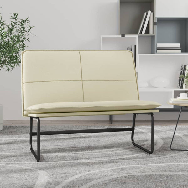 Creme Kunstleder Sitzbank, 100cm