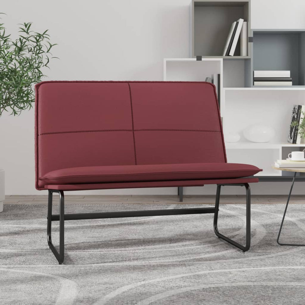 Weinrote Kunstleder Sitzbank 100 cm