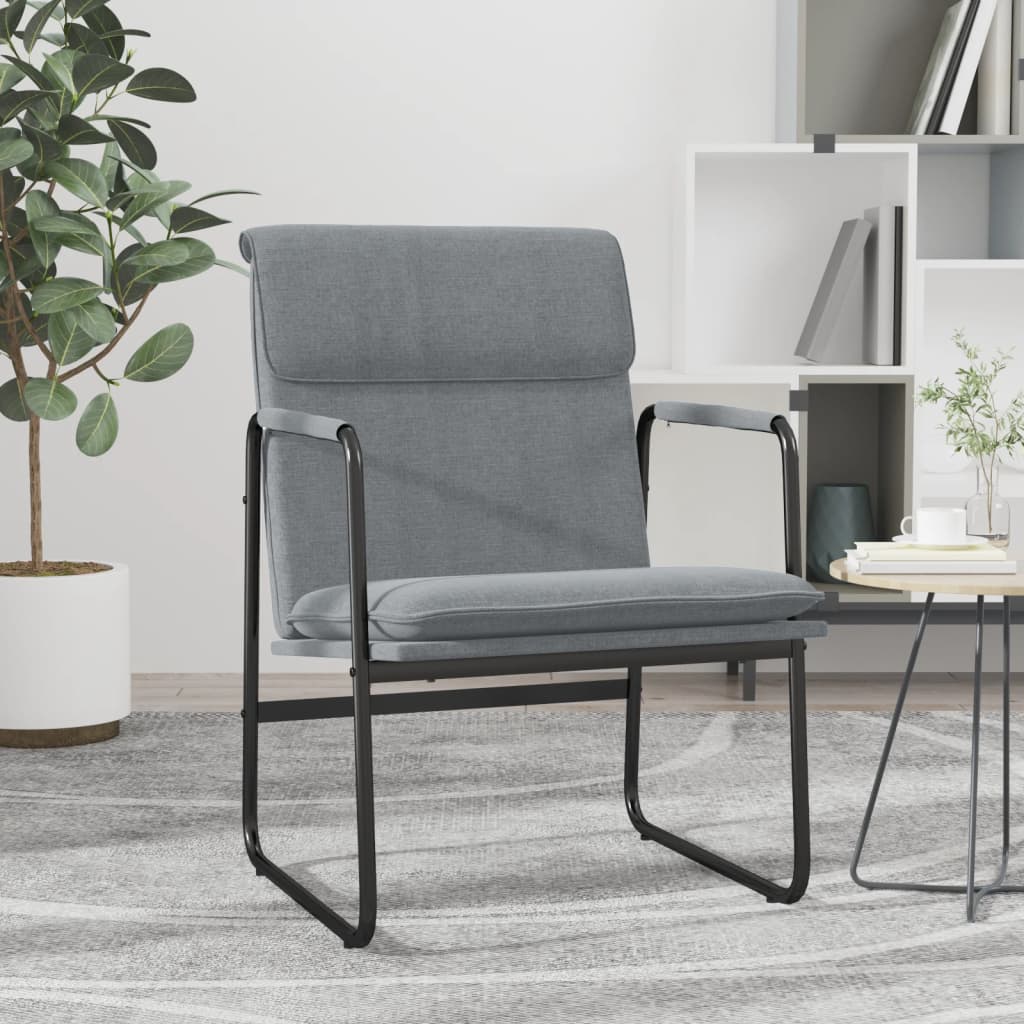 Hellgrauer Loungesessel Stoff 55x64x80 cm