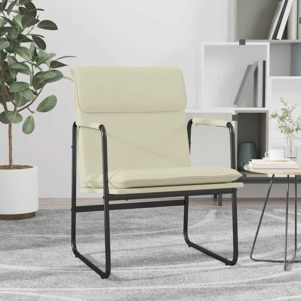 Creme Loungesessel Kunstleder 55x64x80cm