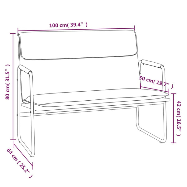 Graue Kunstleder Sitzbank 100 cm
