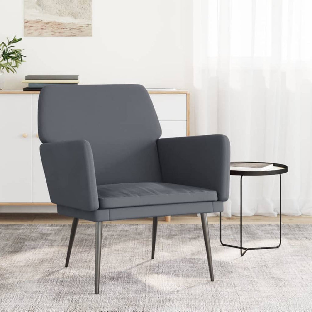 Dunkelgrauer Samt Sessel 62x79 cm