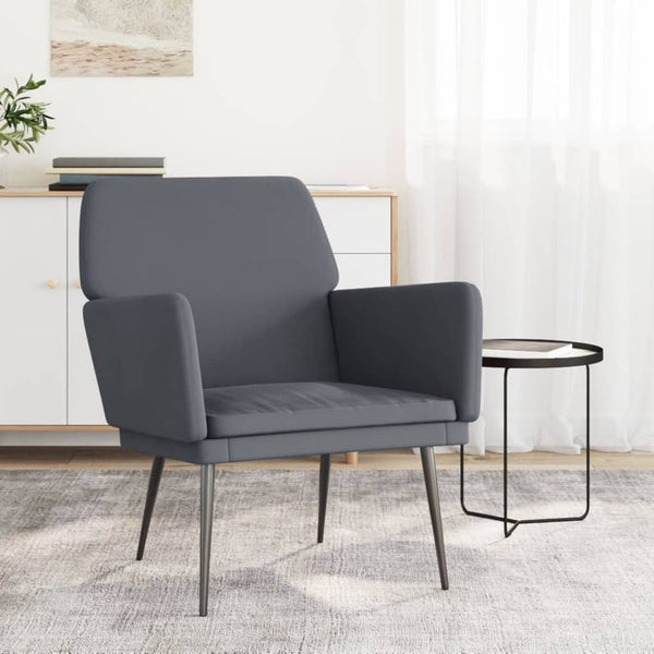 Dunkelgrauer Samt Sessel 62x79 cm