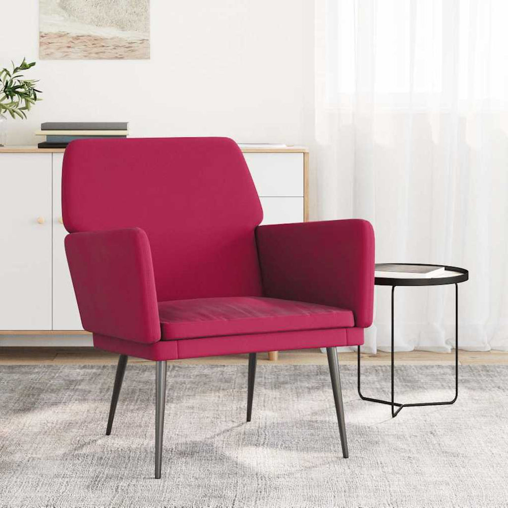 Weinroter Samt Sessel 62x79x79 cm