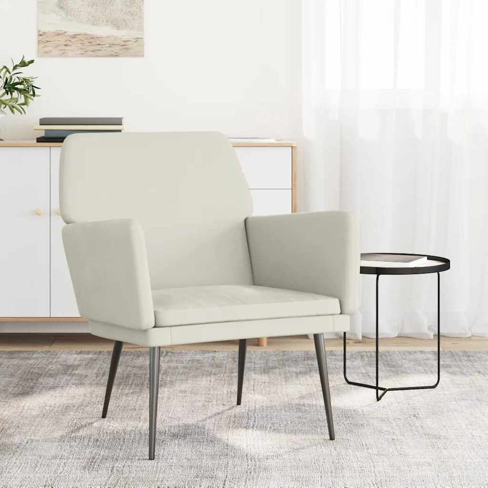 Creme Samt Sessel 62x79 cm