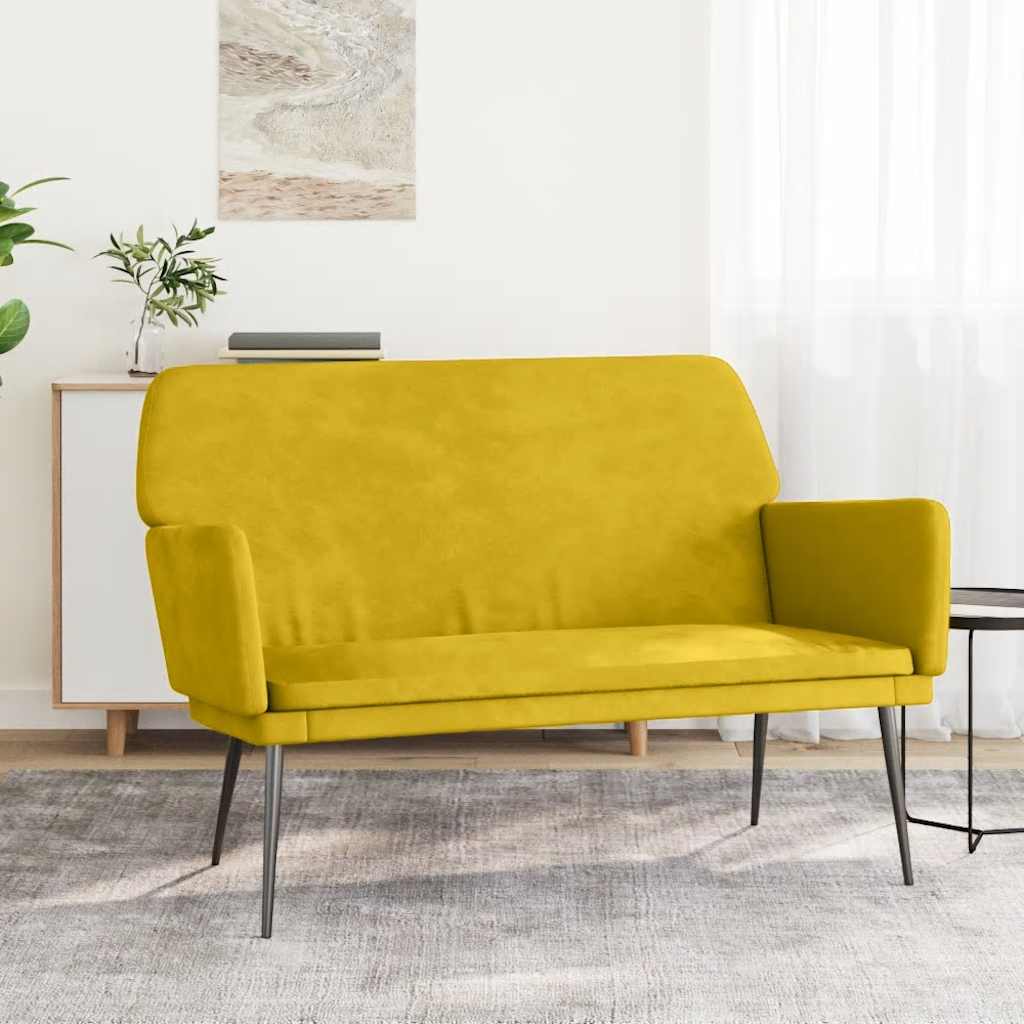 Gelbe Samt Sitzbank 108 cm