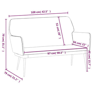 Blaue Samt Sitzbank 108 cm