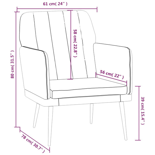 Sessel Creme Kunstleder 61x78x80 cm