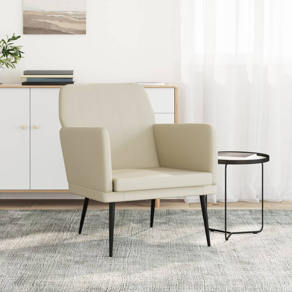 Sessel Creme Kunstleder 61x78x80 cm