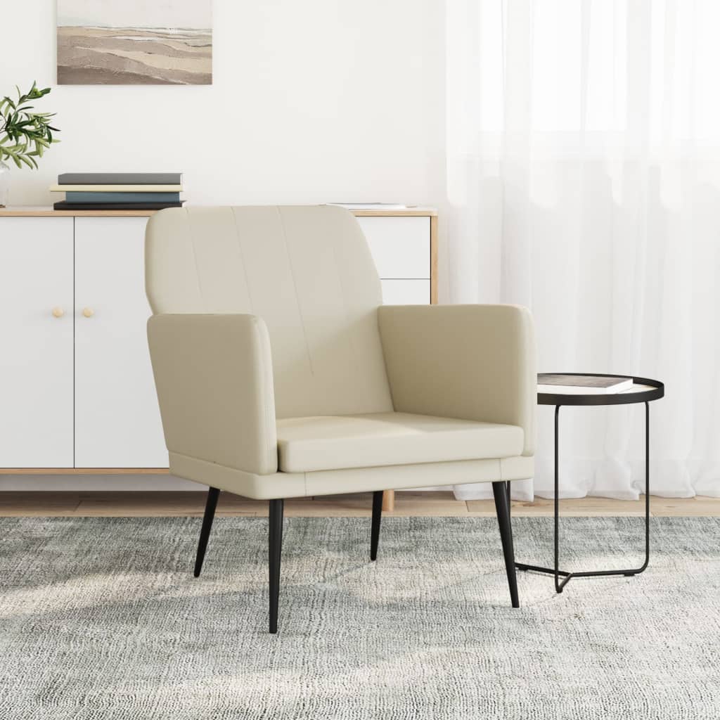 Sessel Creme Kunstleder 61x78x80 cm