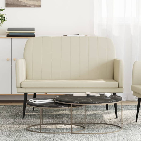Creme Kunstleder Sitzbank, 107 cm