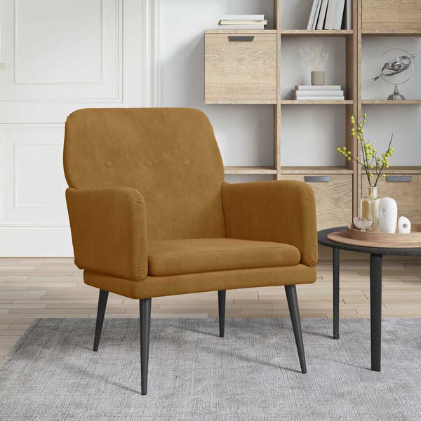 Brauner Samt Sessel 62x79 cm