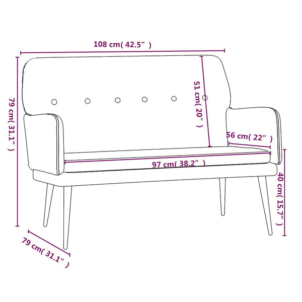 Braune Samt Sitzbank 108 cm