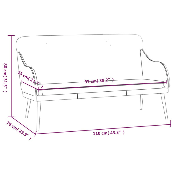 Creme Kunstleder Sitzbank, 110 cm