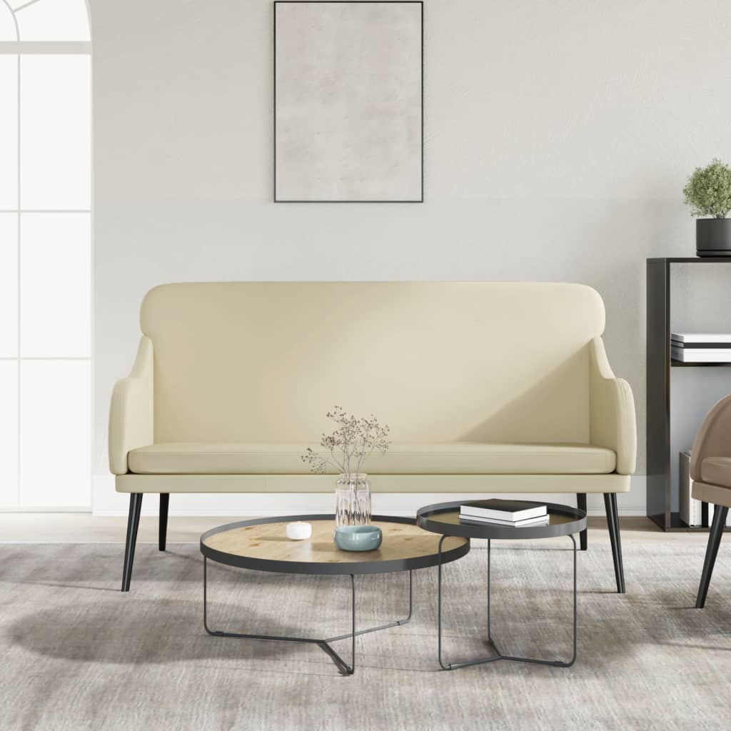 Creme Kunstleder Sitzbank, 110 cm