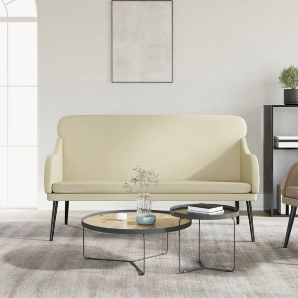 Creme Kunstleder Sitzbank, 110 cm