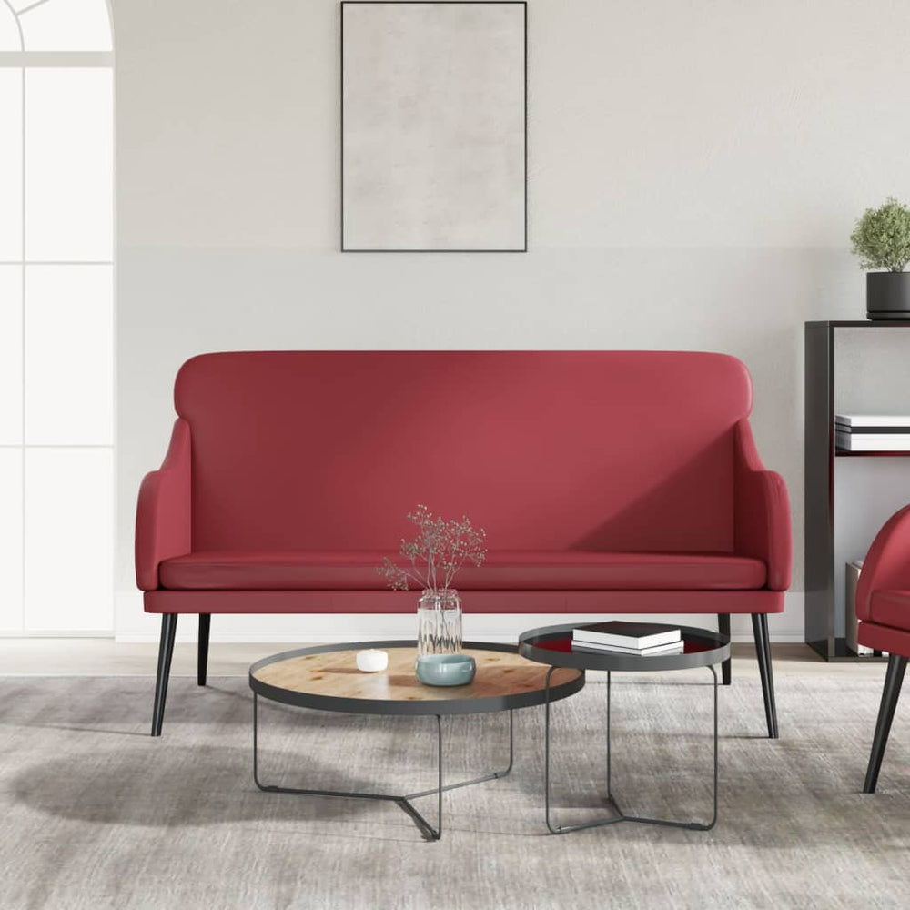 Weinrote Kunstleder Sitzbank 110 cm