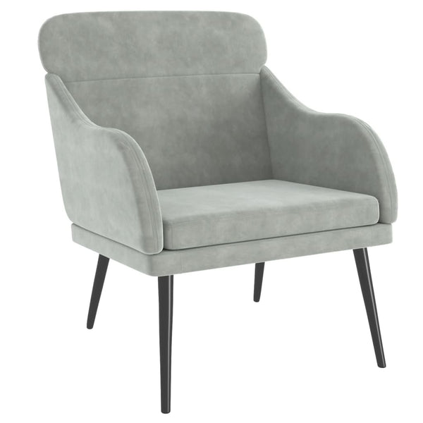 Hellgrauer Samt Sessel 63x76x80 cm