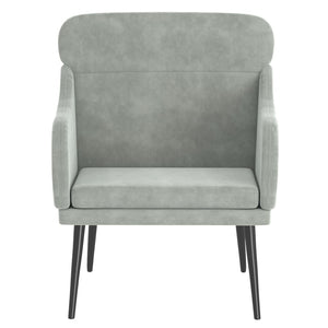 Hellgrauer Samt Sessel 63x76x80 cm