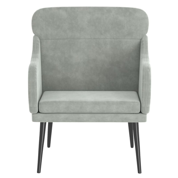 Hellgrauer Samt Sessel 63x76x80 cm