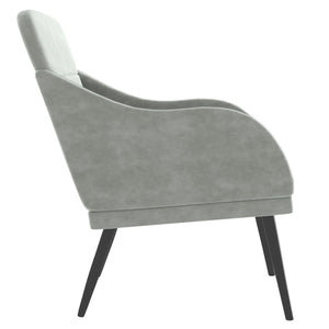 Hellgrauer Samt Sessel 63x76x80 cm