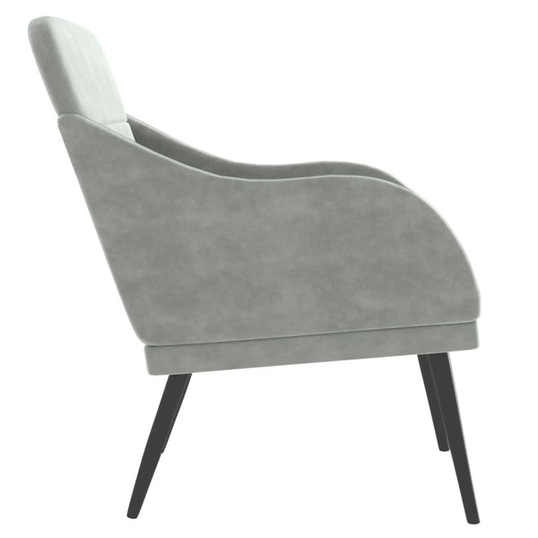 Hellgrauer Samt Sessel 63x76x80 cm